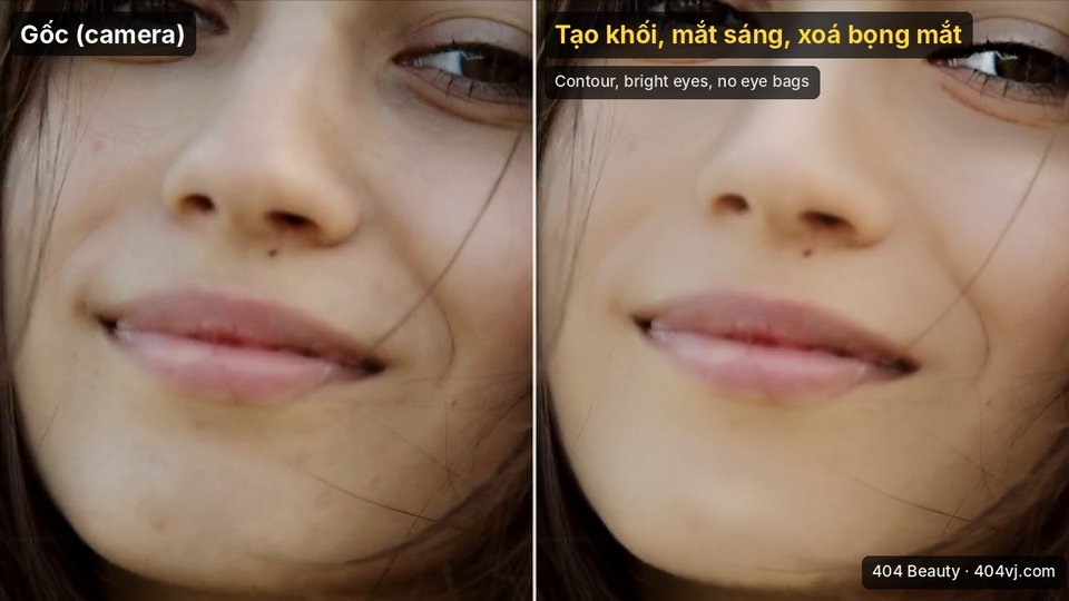 Tạo khối, mắt sáng, xoá bọng mắt