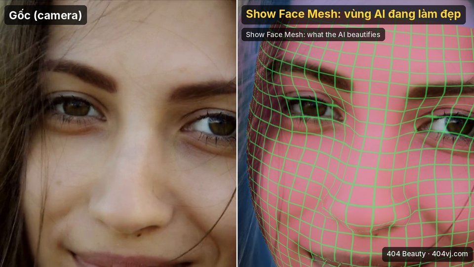 Show Face Mesh: vùng da AI đang làm đẹp